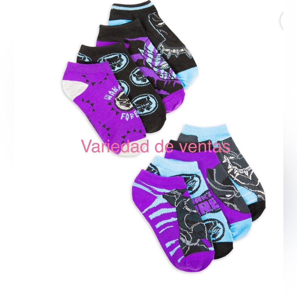 Black Panther Boys Socks, 6-Pack, No Show Style, Sizes S-L